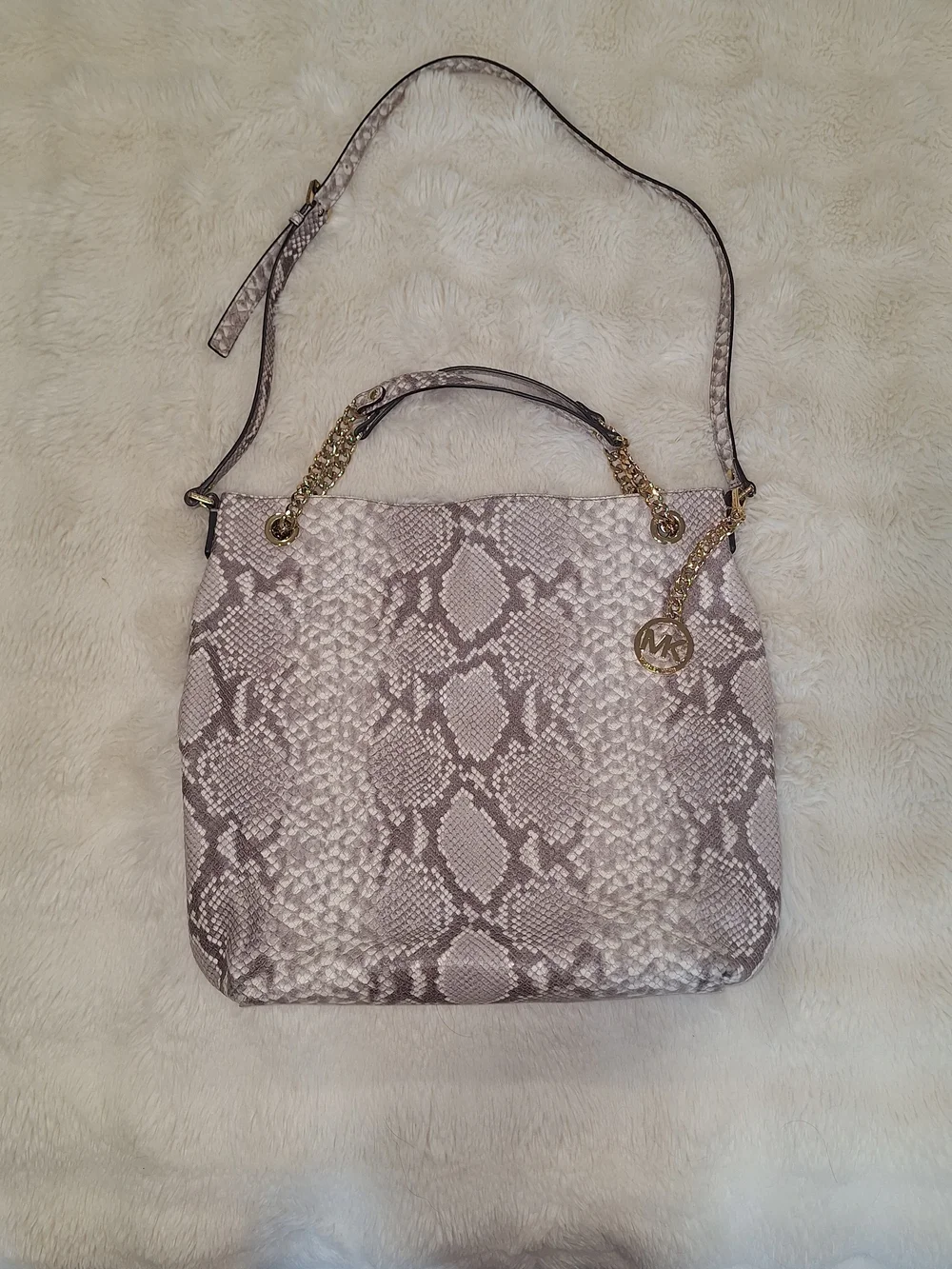 Michael Kors Women's Jet Set Snake-Print Shoulder Bag